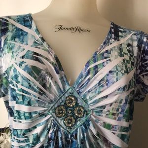 Shades of Blue flutter sleeve tunic